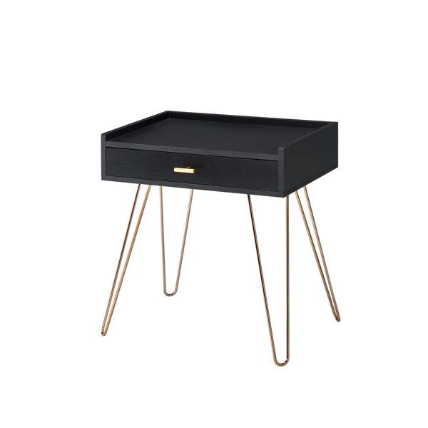 Convenience Concepts 23.5 in. Black Allen Mid-Century Accent Table with Copper Hairpin Legs HI2629579 - main